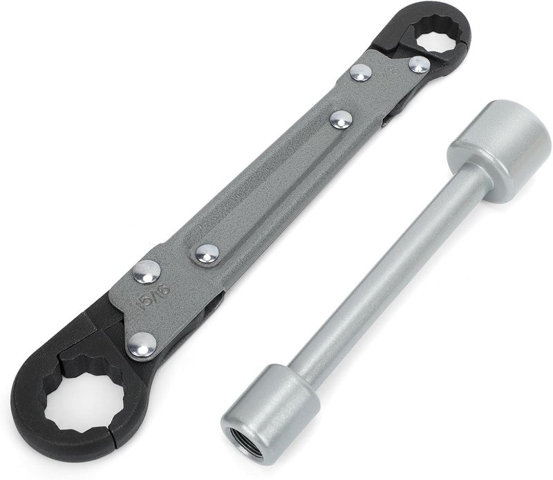 Holdly Plumbing Tools Angle Stop Wrench Kit – Adjustable Wrench Professional Plumber Tools for Installing New Compression Angle Stops and Removing Compression Rings-Silver Tool Kit - Image 1